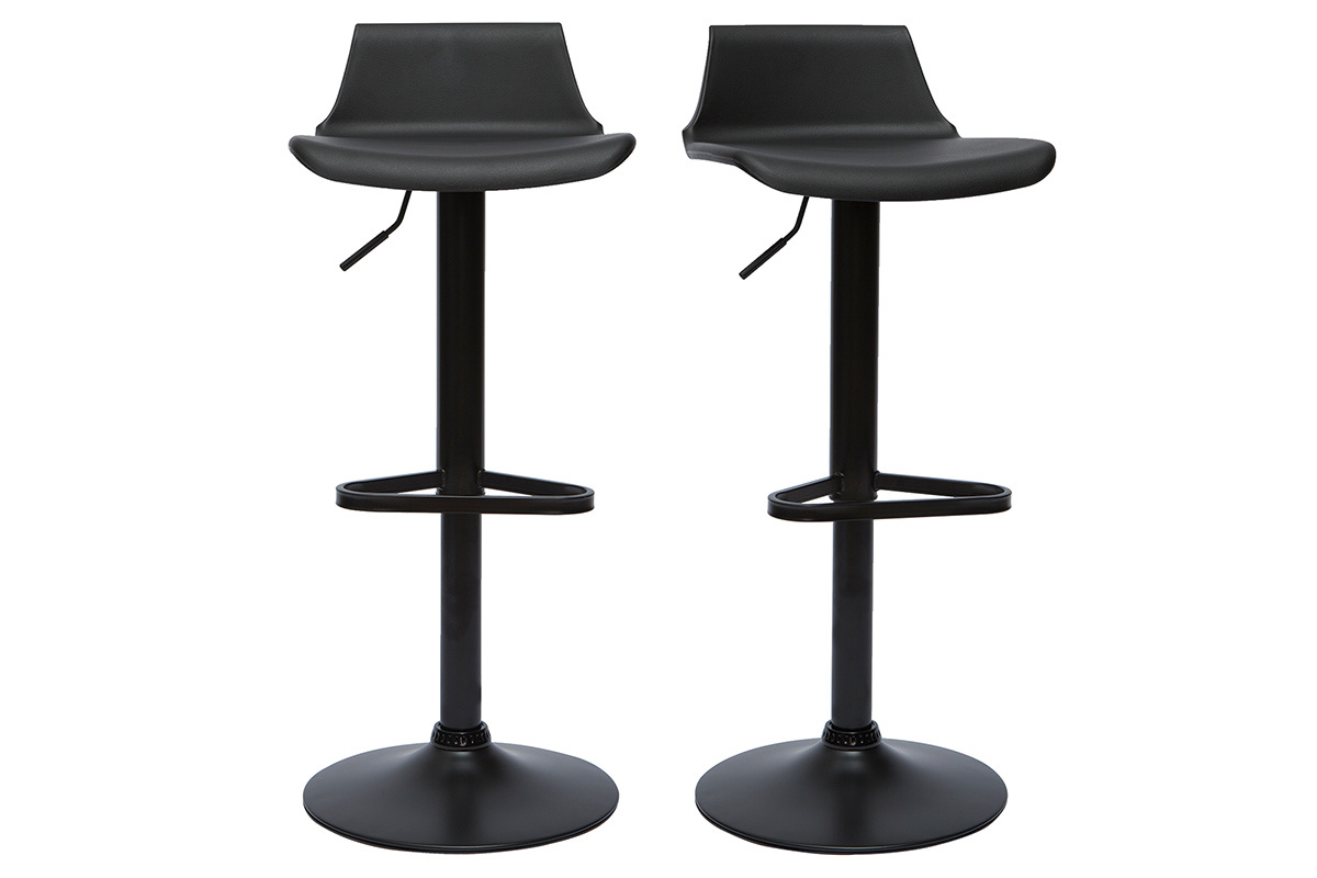 2er-Set Design-Barhocker Schwarz KRONOS