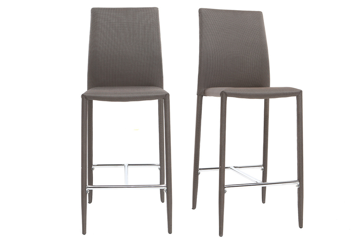 2er-Set Design-Barhocker/Sthle Taupe TALOS