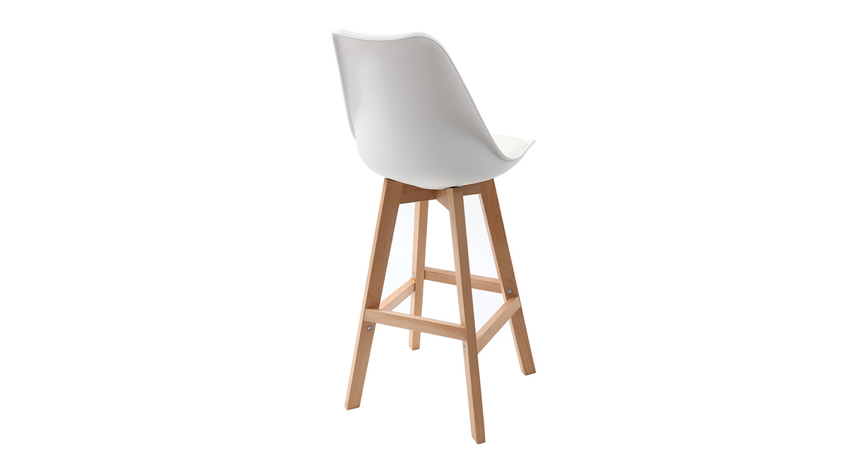 2er-Set Design-Barhocker Wei und Holz 65 cm PAULINE