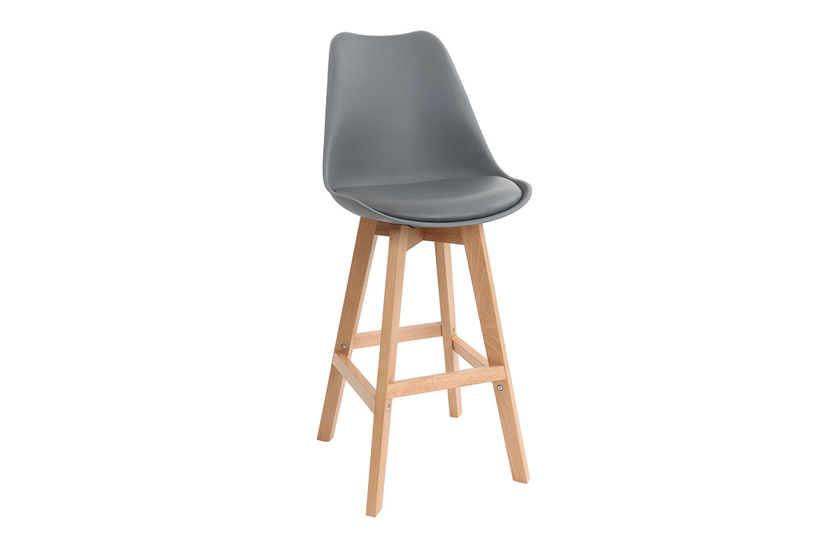 2er-Set Design-Barhocker Wei und Holz 65 cm PAULINE