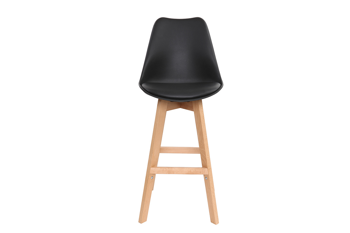 2er-Set Design-Barhocker Wei und Holz 65 cm PAULINE
