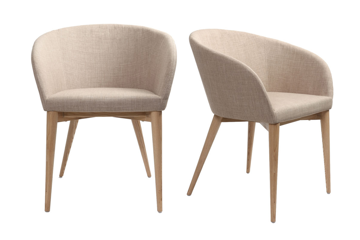2er-Set Design-Sessel Beige DALIA