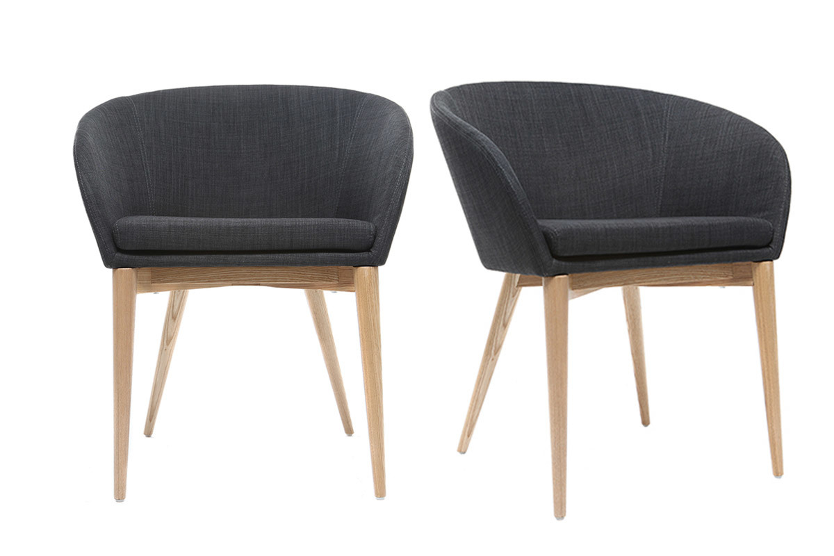 2er-Set Design-Sessel Grau DALIA