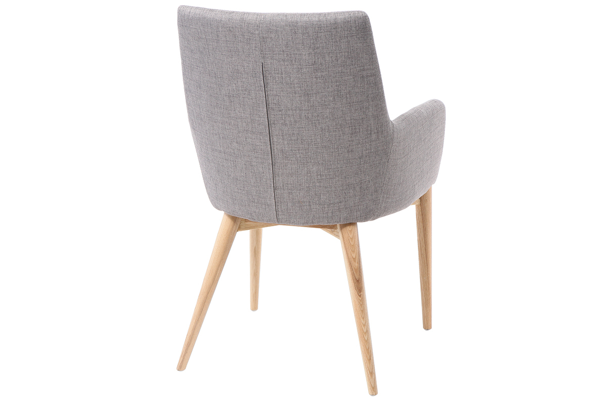 2er-Set Design-Sessel helles Holz und Stoff Grau SHANA