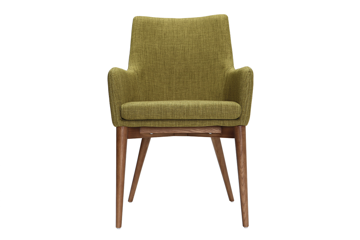 2er-Set Design-Sessel Holz und Grner Stoff SHANA