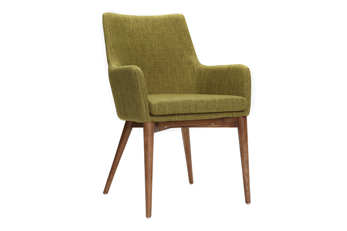 2er-Set Design-Sessel Holz und Grner Stoff SHANA