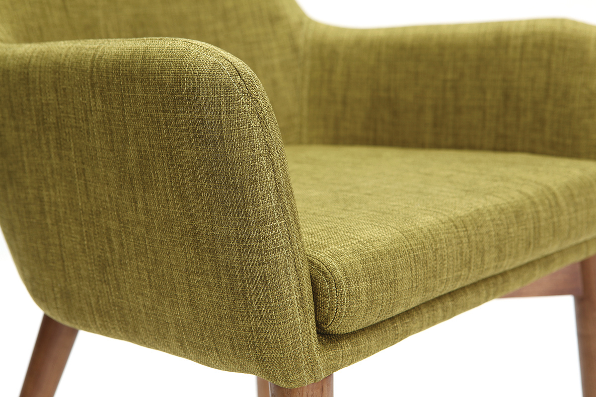2er-Set Design-Sessel Holz und Grner Stoff SHANA