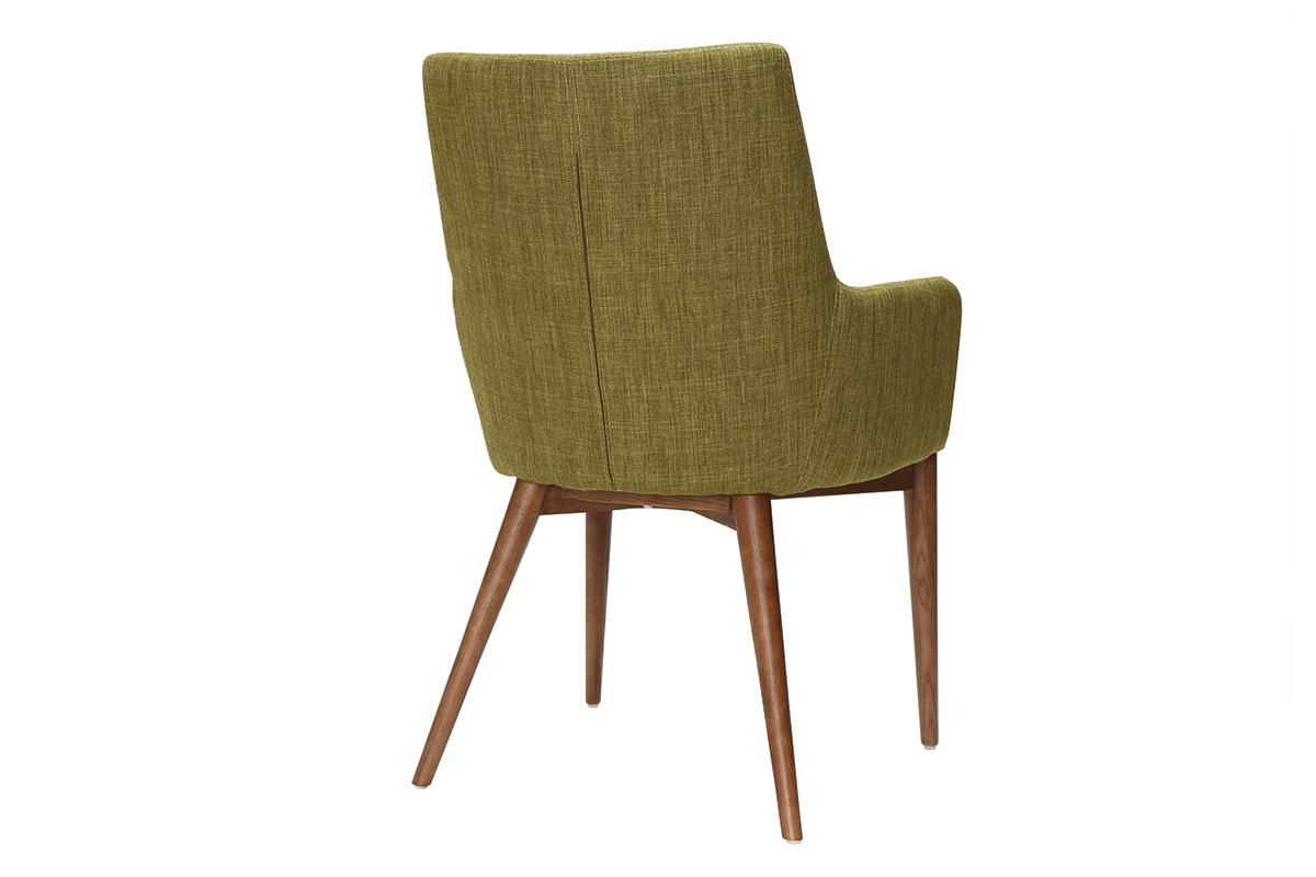 2er-Set Design-Sessel Holz und Grner Stoff SHANA