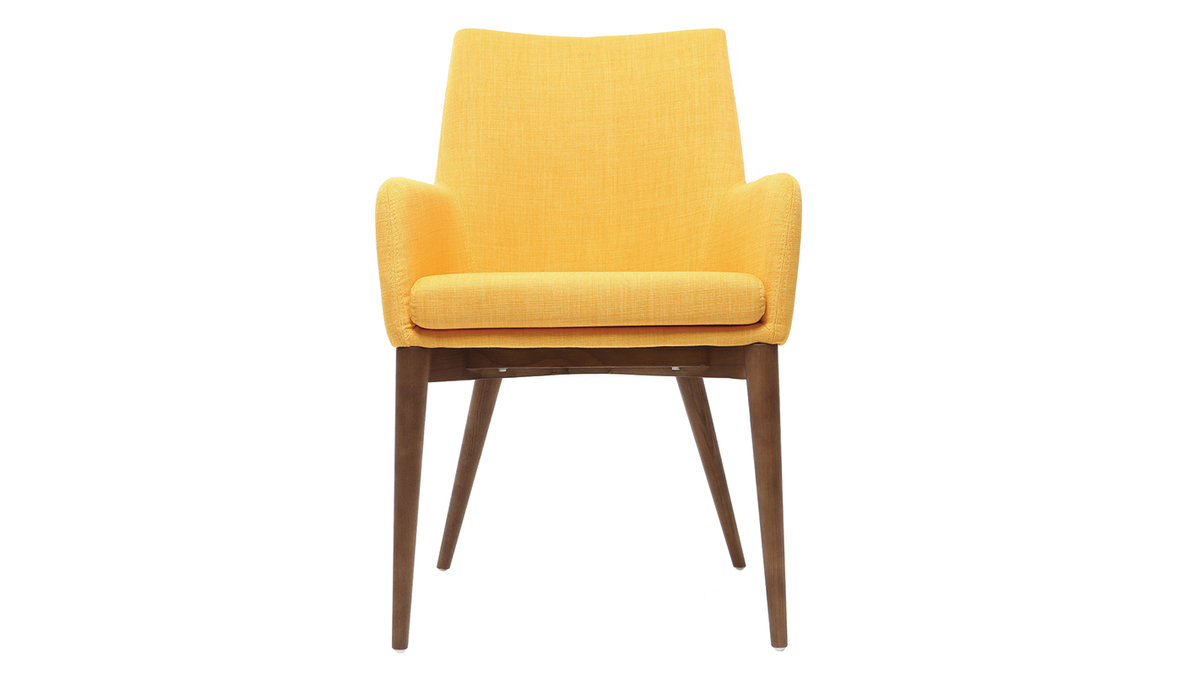 2er-Set Design-Sessel Holz und Stoff Gelb SHANA
