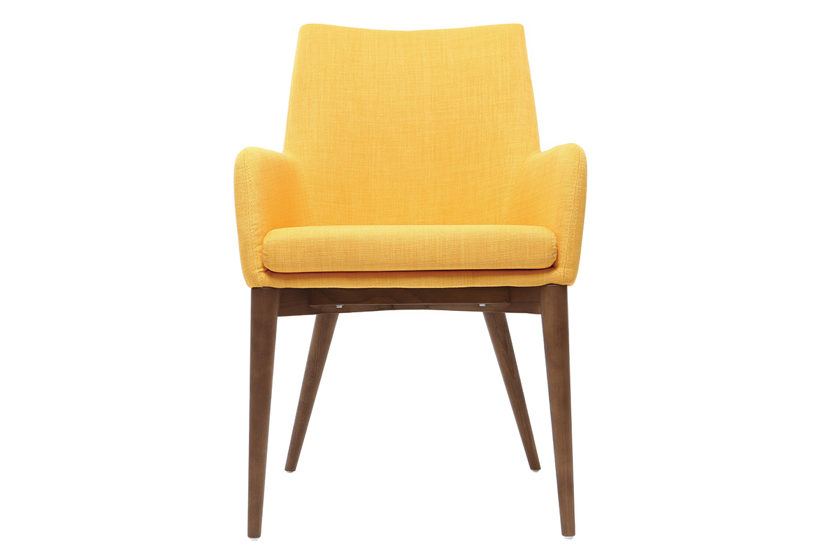 2er-Set Design-Sessel Holz und Stoff Gelb SHANA