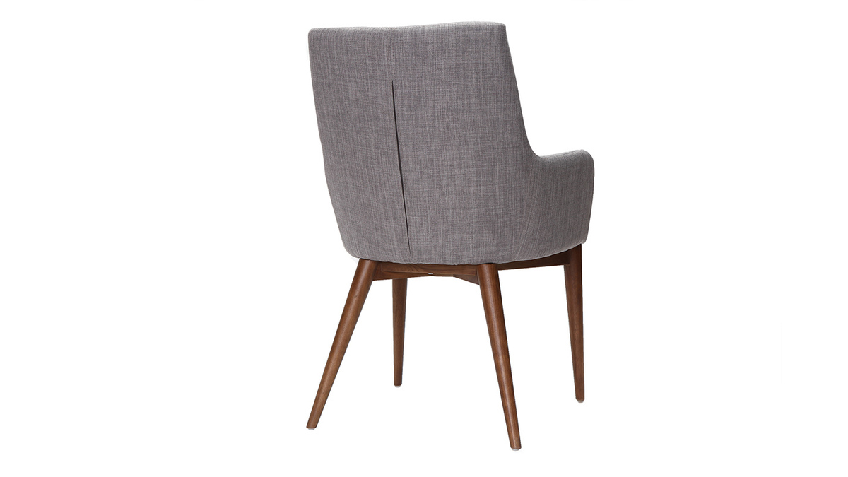 2er-Set Design-Sessel Holz und Stoff Hellgrau SHANA