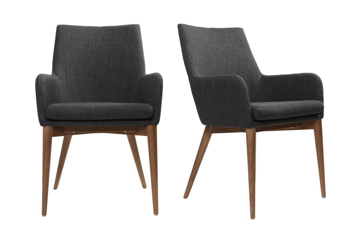 2er-Set Design-Sessel Polyester Grau Anthrazit SHANA