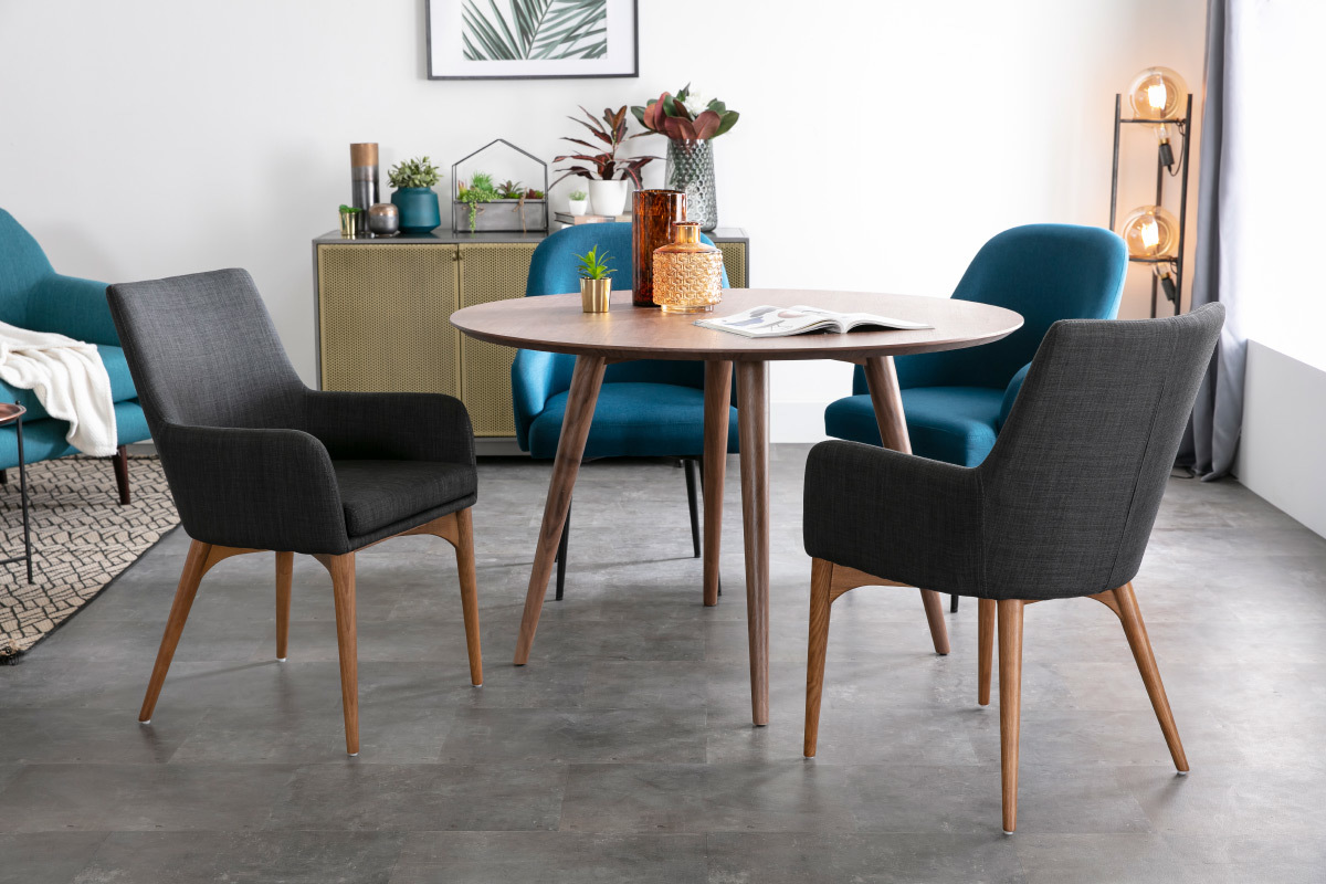 2er-Set Design-Sessel Polyester Grau Anthrazit SHANA