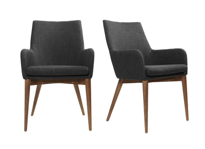 2er-Set Design-Sessel Polyester Grau Anthrazit SHANA