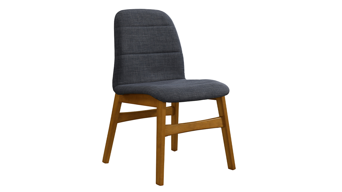 2er-Set Design-Sthle Beine Nussbaumholz Stoff Anthrazitgrau JUKE