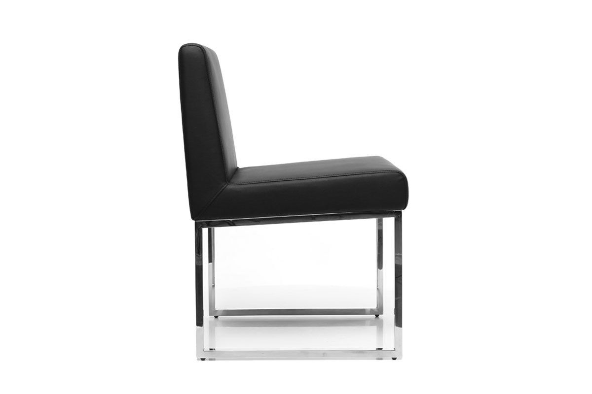 2er-Set Design-St�hle Polyurethan Schwarz und Chromstahl JUNIA