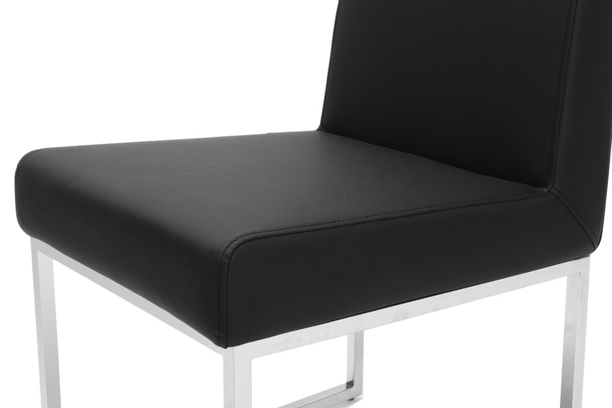 2er-Set Design-St�hle Polyurethan Schwarz und Chromstahl JUNIA