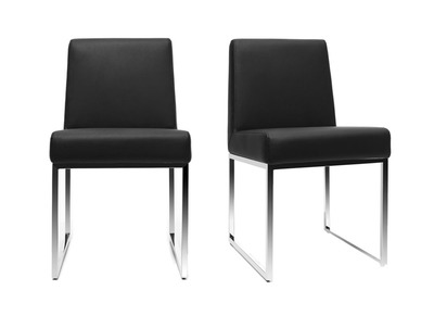 2er-Set Design-St&uuml;hle Polyurethan Schwarz und Chromstahl JUNIA