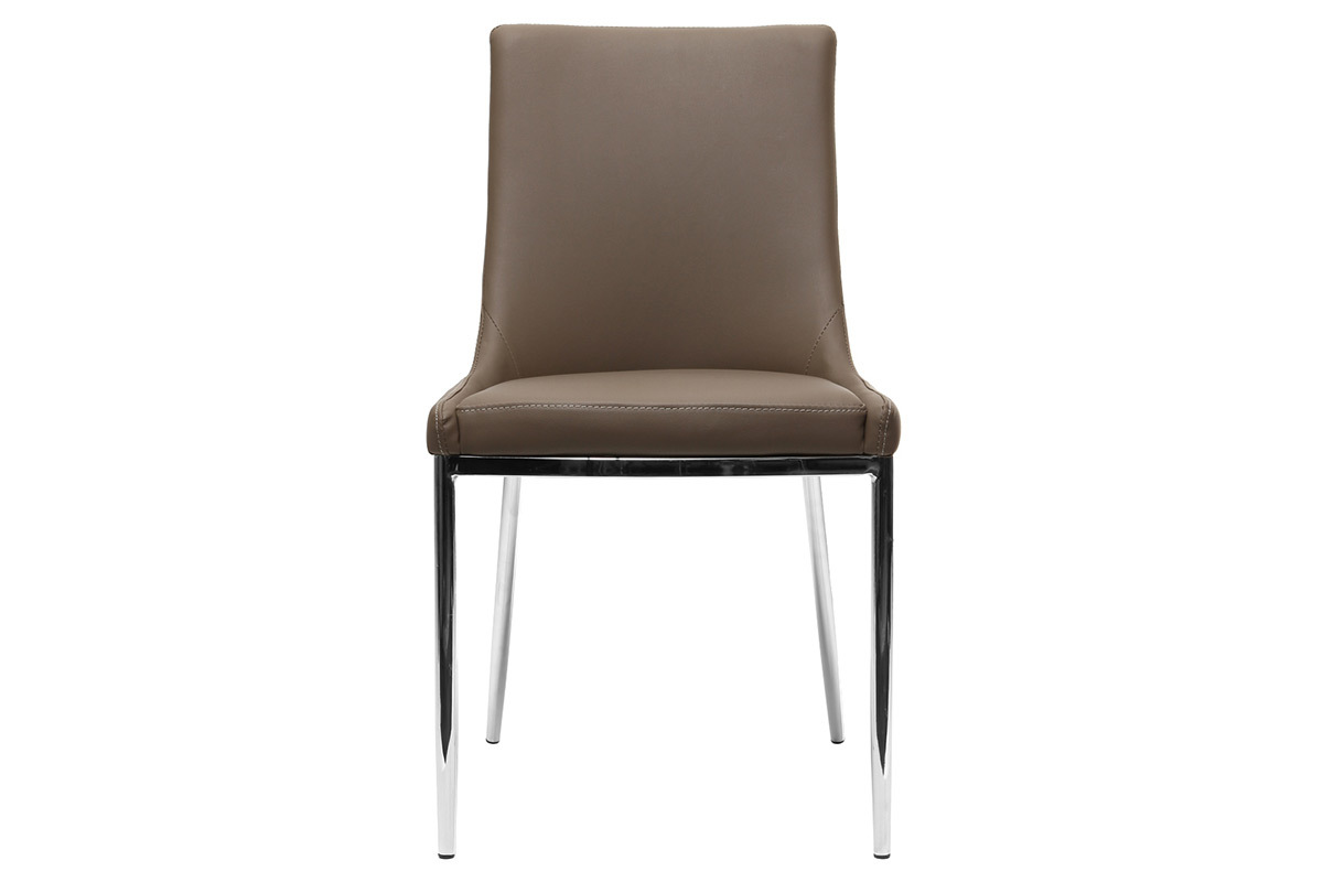 2er-Set Design-St�hle Polyurethan Taupe und Chromstahl IRA