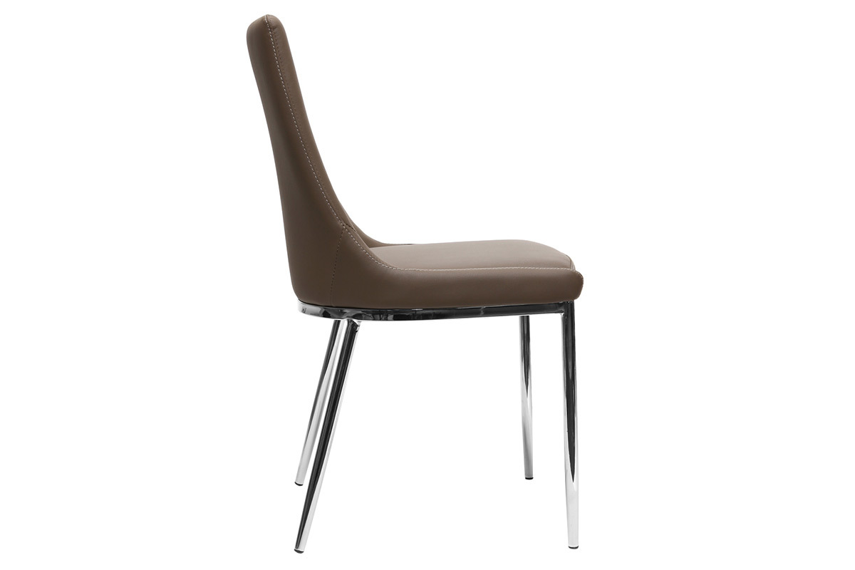 2er-Set Design-St�hle Polyurethan Taupe und Chromstahl IRA