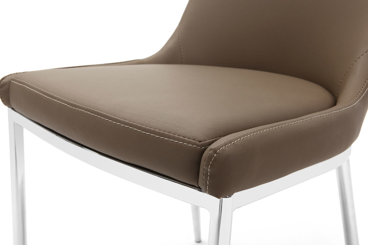 2er-Set Design-St�hle Polyurethan Taupe und Chromstahl IRA