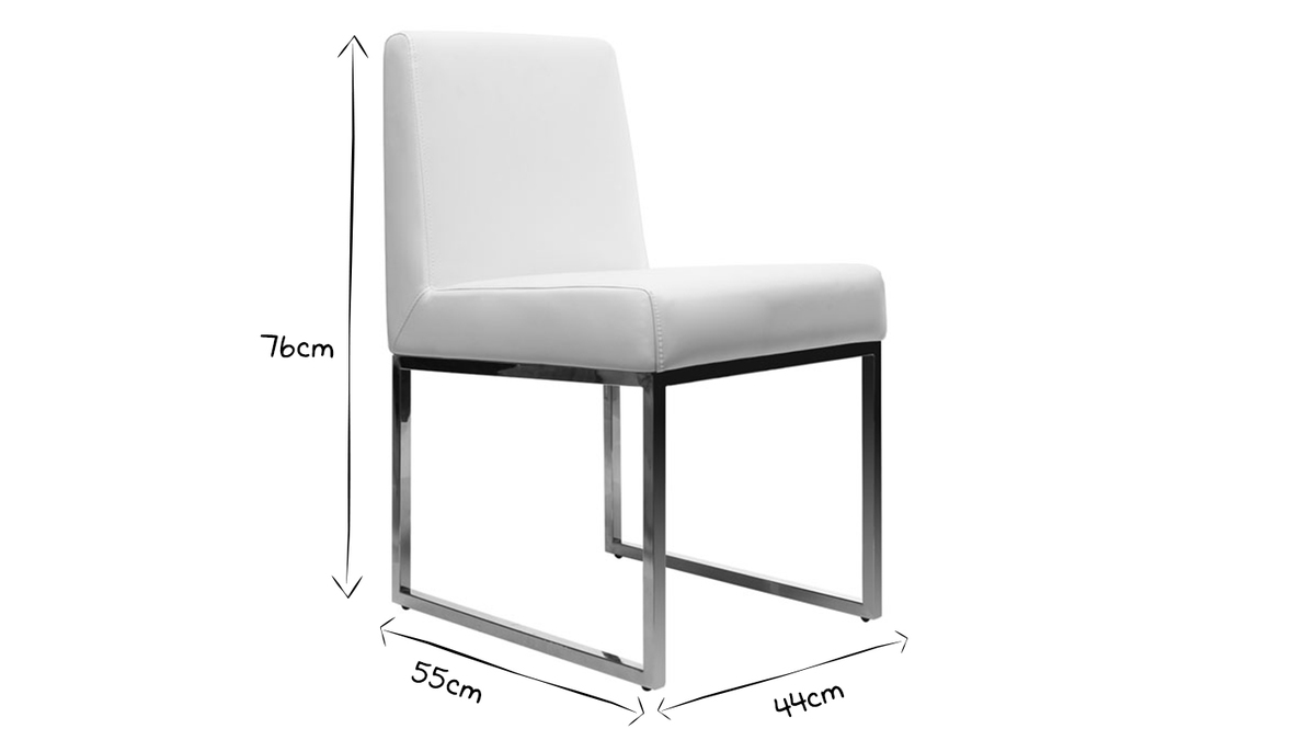 2er-Set Design-Stühle Polyurethan Weiß und Chromstahl JUNIA