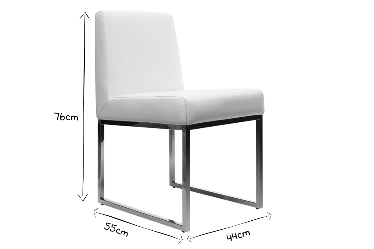 2er-Set Design-Sthle Polyurethan Wei und Chromstahl JUNIA