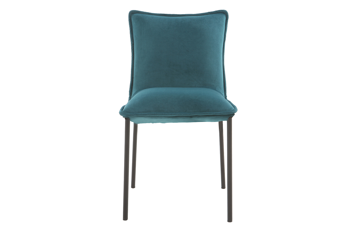 2er-Set Design-Sthle Samt Petrolblau SOLACE
