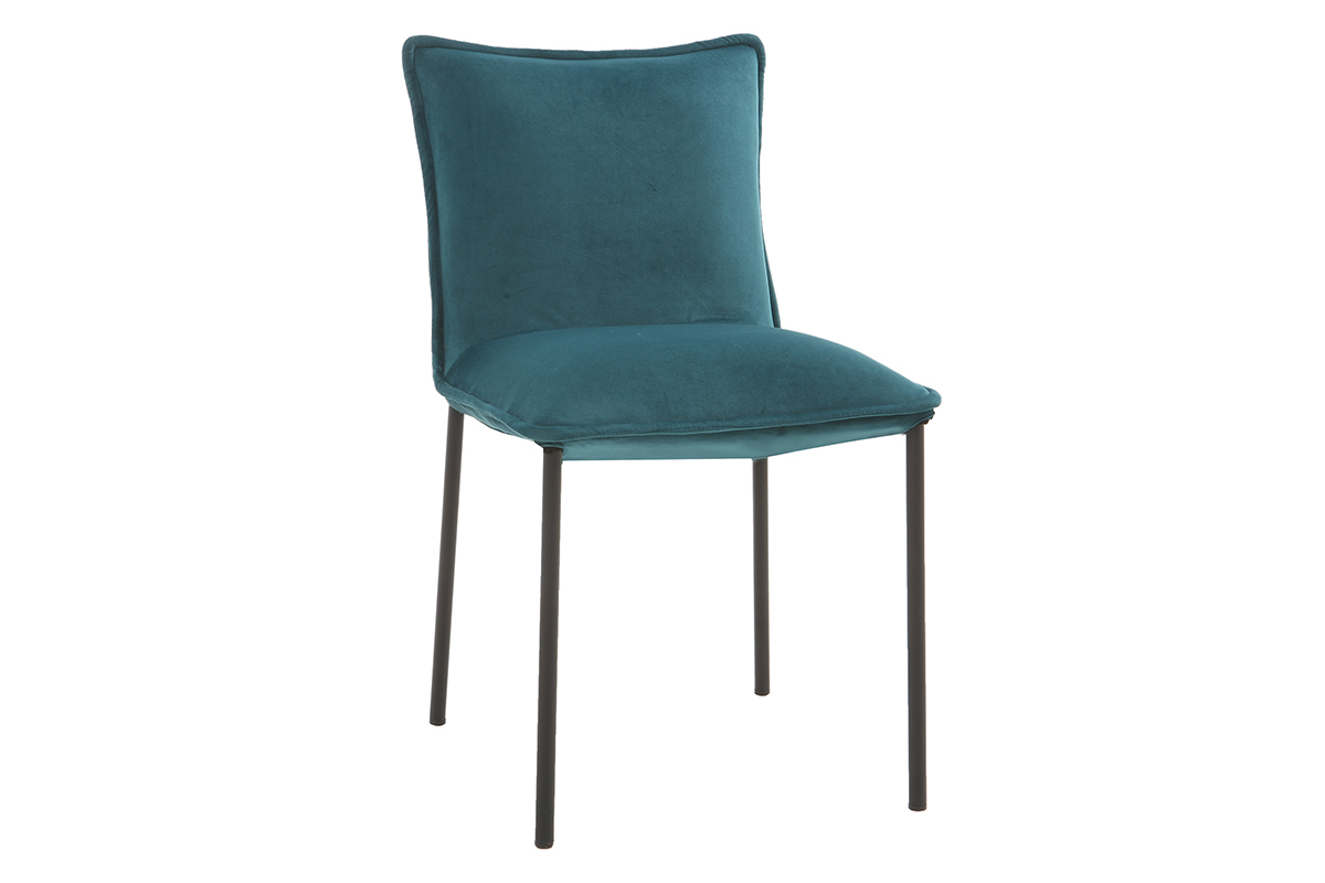 2er-Set Design-Sthle Samt Petrolblau SOLACE