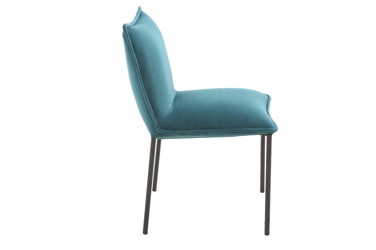 2er-Set Design-Sthle Samt Petrolblau SOLACE