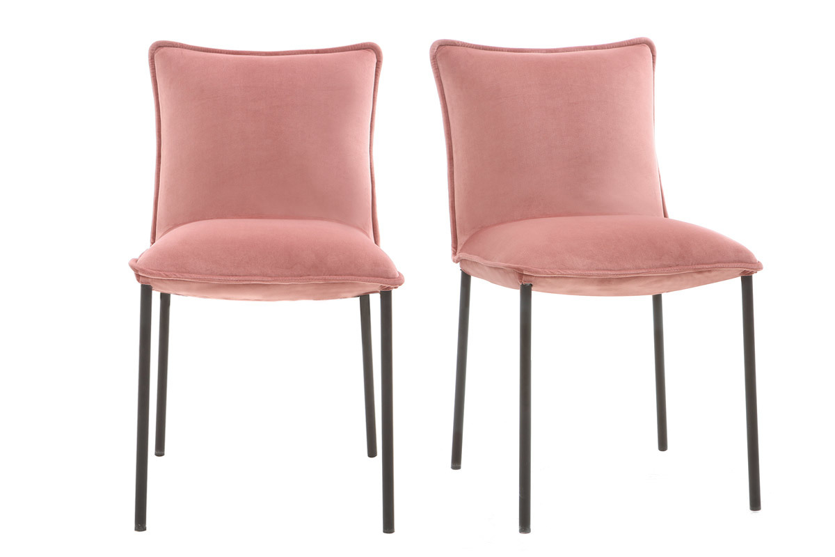 2er-Set Design-Sthle Samt Rosa SOLACE