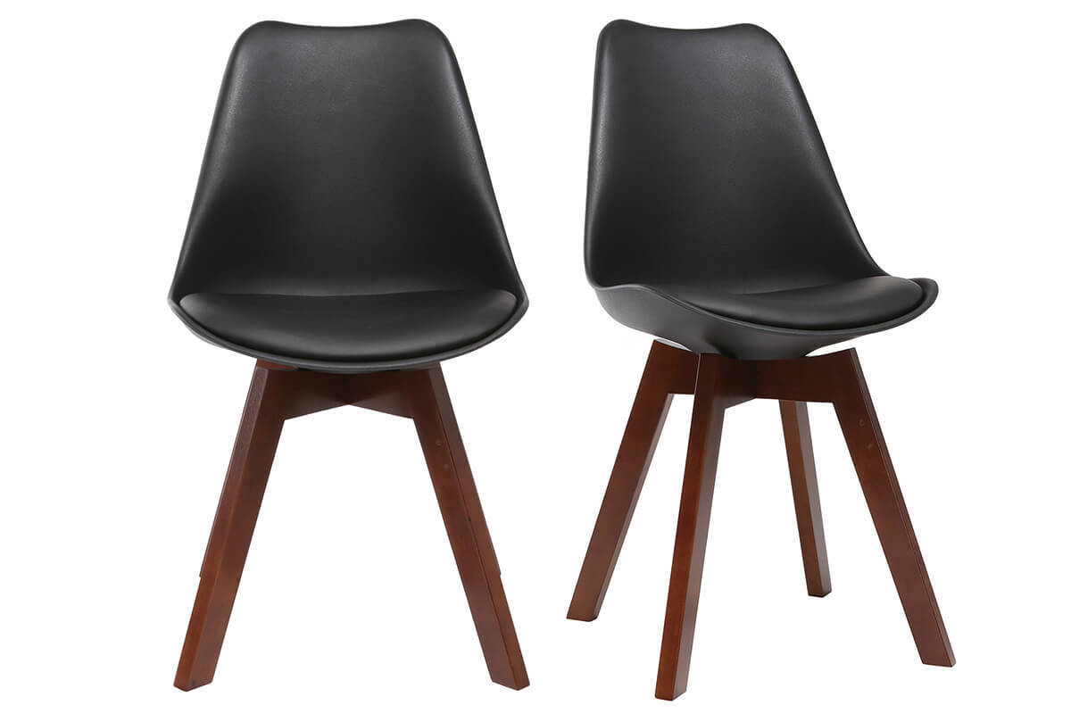 2er-Set Design-Sthle, Schwarz und Nussbaum PAULINE