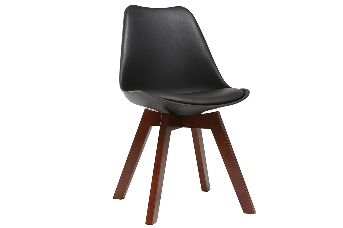 2er-Set Design-Sthle, Schwarz und Nussbaum PAULINE