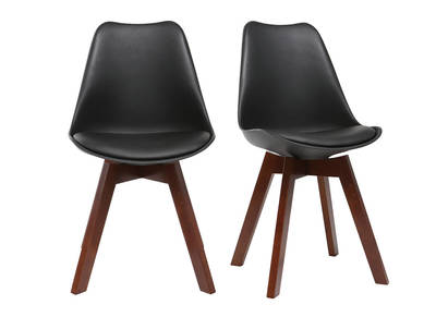 2er-Set Design-St&uuml;hle, Schwarz und Nussbaum PAULINE