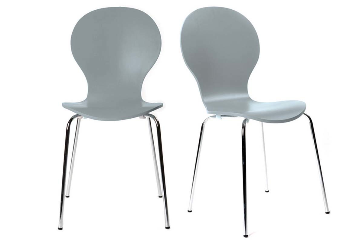 2er-Set Design-St�hle stapelbar Grau NEW ABIGAIL