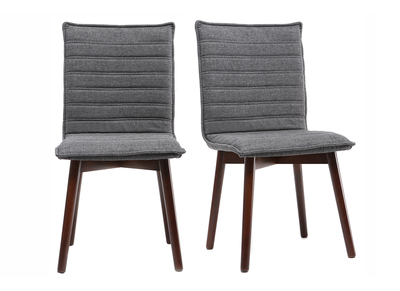 2er-Set Design-St&uuml;hle Stoff Anthrazitgrau mit dunklen Holzbeinen IZAL