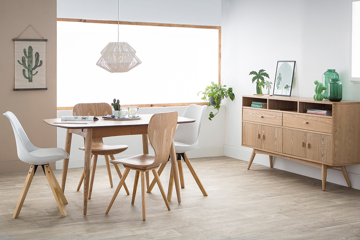 2er-Set Design-St�hle Wei� mit hellen Holzbeinen NADJA