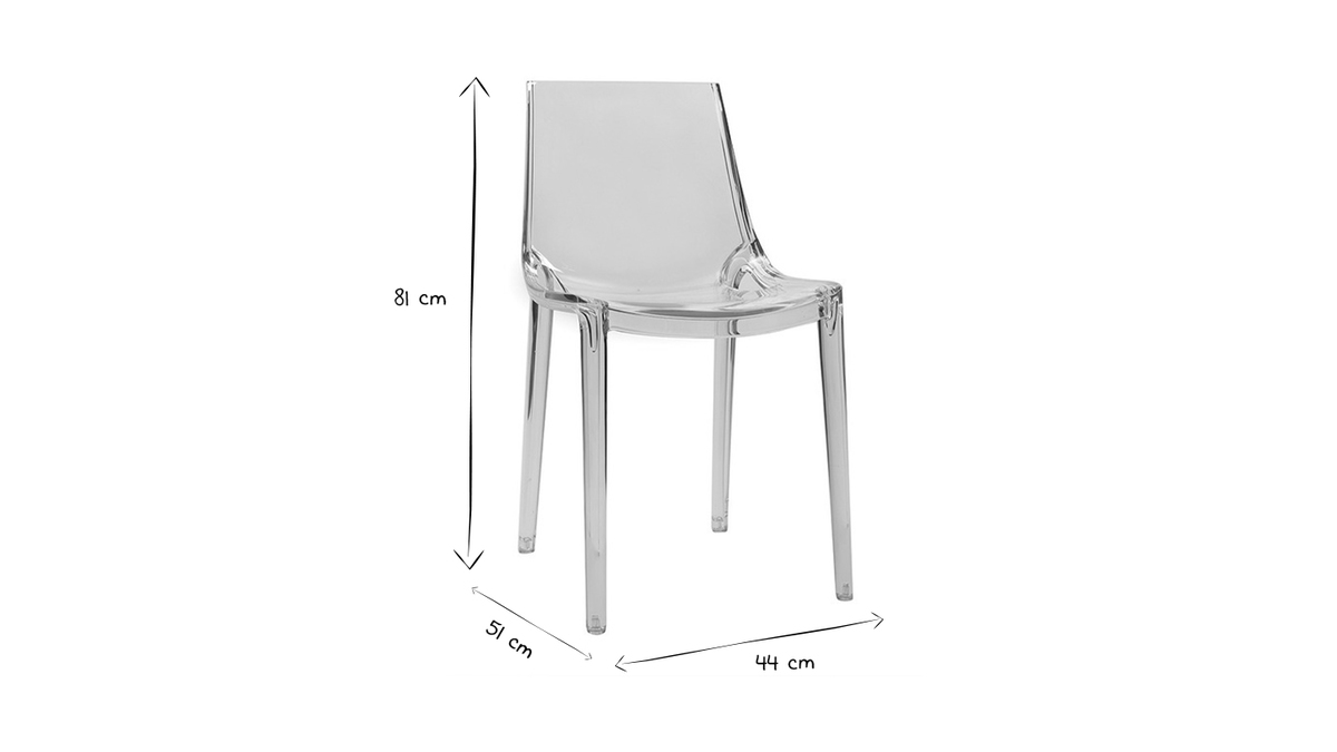 2er-Set Durchsichtige Design-Stühle YZEL