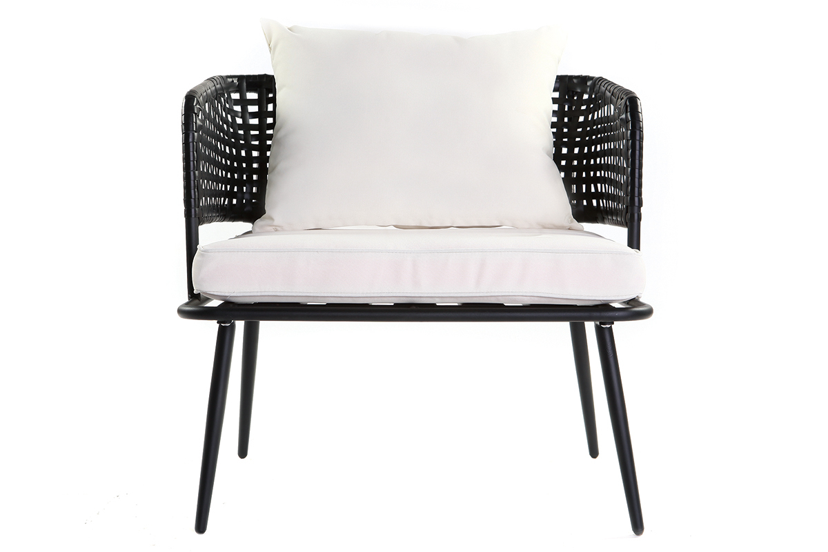 2er-Set Gartensessel MONACO aus schwarzem Kunststoffgeflecht im Rattanstil