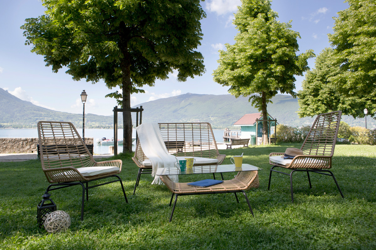 2er-Set Gartensessel TANGO aus blaugr�nem Kunststoffgeflecht