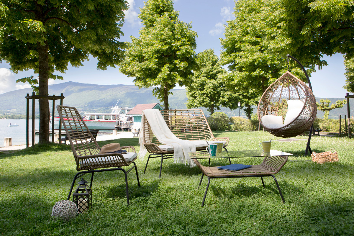 2er-Set Gartensessel TANGO aus Kunststoffgeflecht im Rattanstil