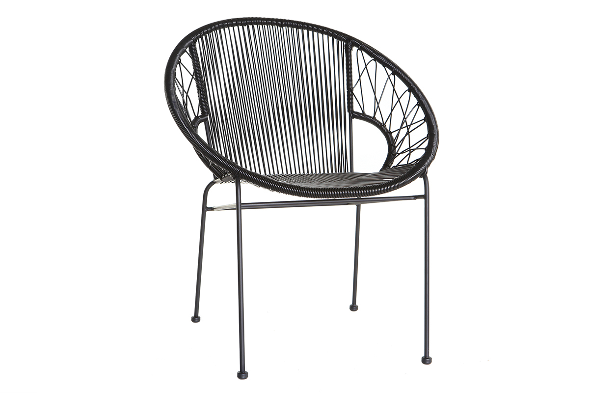 2er-Set Gartenst�hle FIZZ aus schwarzem Kunststoffgeflecht