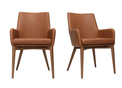 2er Set Sessel Vintage  PU Braun und Holz SHANA