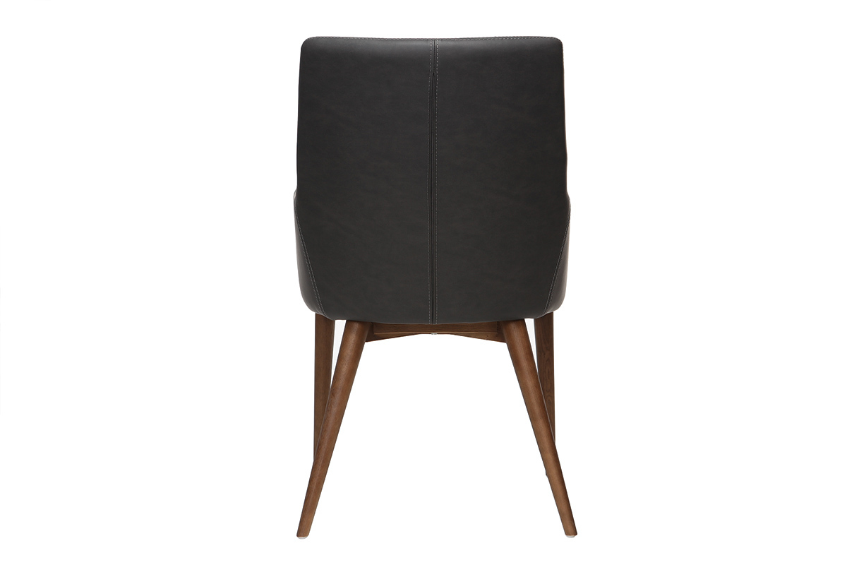 2er Set Sessel Vintage  PU Schwarz und Holz SHANA