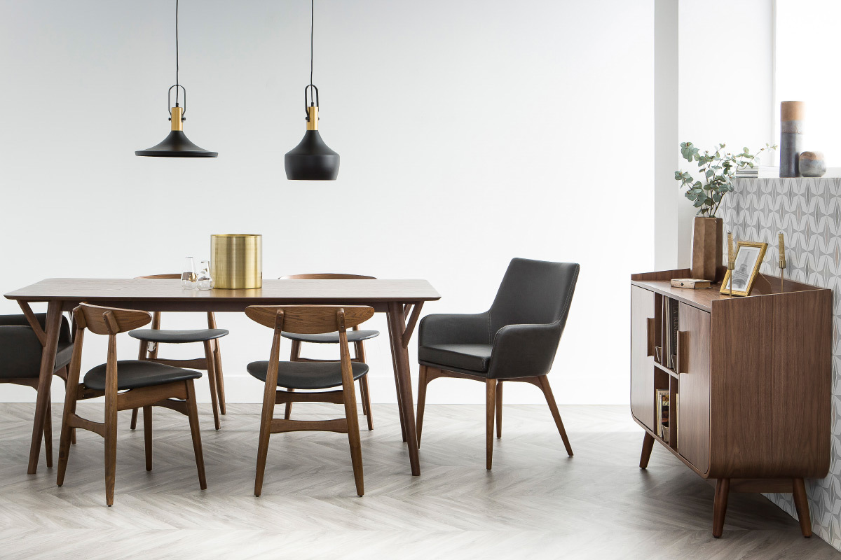 2er Set Sessel Vintage  PU Schwarz und Holz SHANA