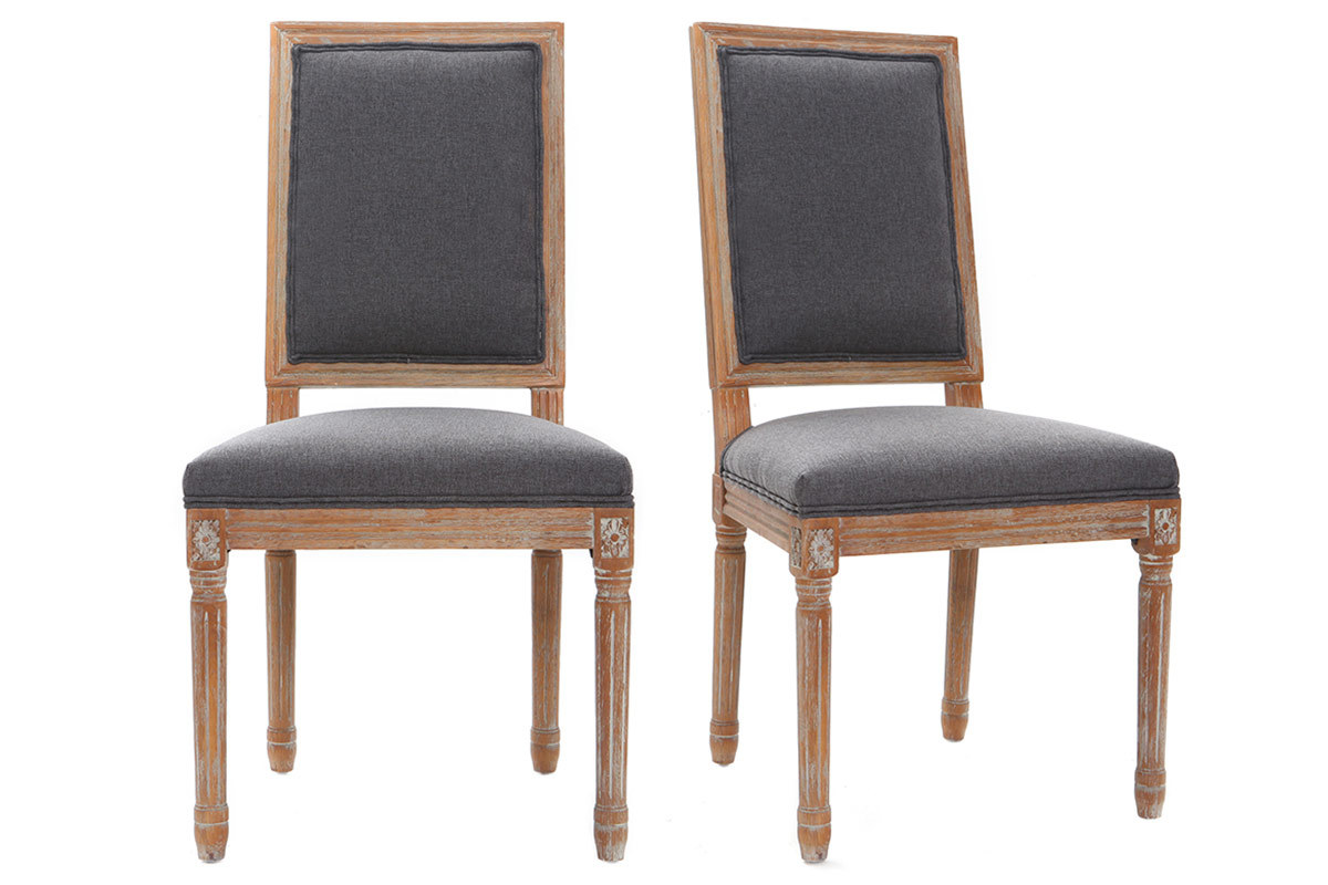 2er-Set St�hle mit dunkelgrauem Stoff und hellen Holzbeinen AMAURY