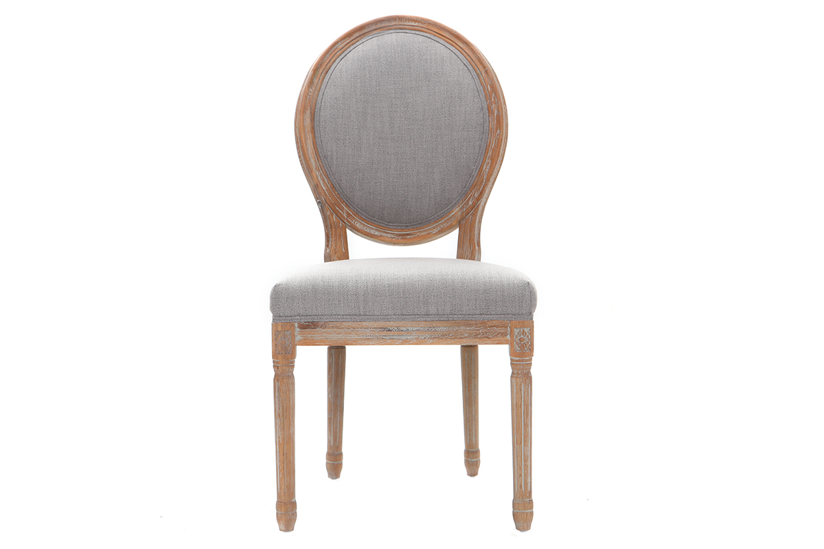 2er-Set St�hle oval mit hellgrauem Stoff und hellen Holzbeinen LEGEND