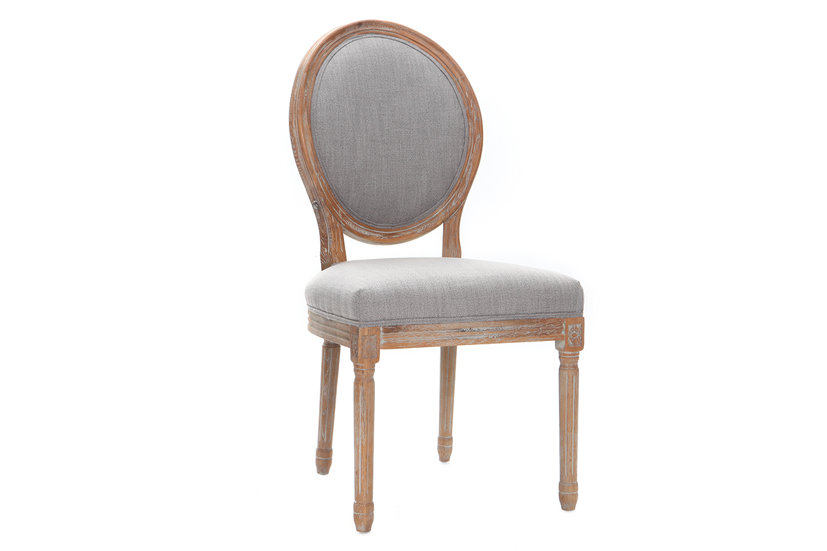 2er-Set St�hle oval mit hellgrauem Stoff und hellen Holzbeinen LEGEND