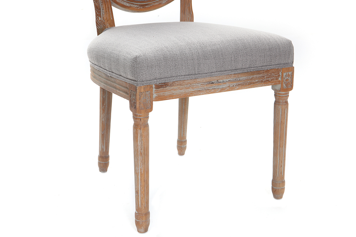 2er-Set St�hle oval mit hellgrauem Stoff und hellen Holzbeinen LEGEND