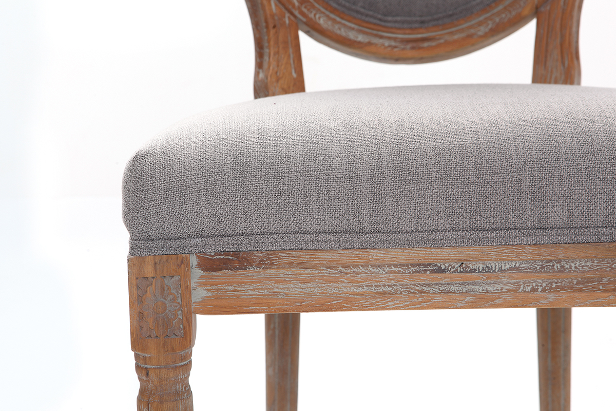 2er-Set St�hle oval mit hellgrauem Stoff und hellen Holzbeinen LEGEND